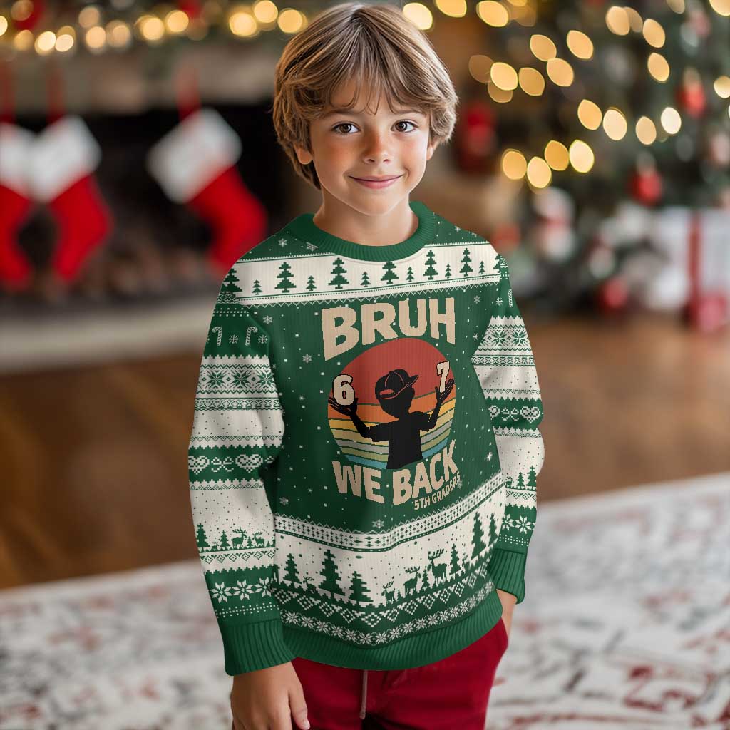 Bruh We Back Ugly Christmas Sweater Back to School 5th Grade 6 7 First Day School
