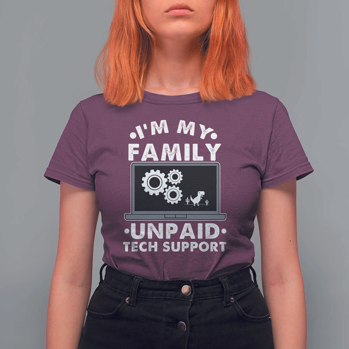 I Am My Familys Unpaid Tech Support T Shirt For Women Funny Computer IT Nerd Humor - Wonder Print Shop