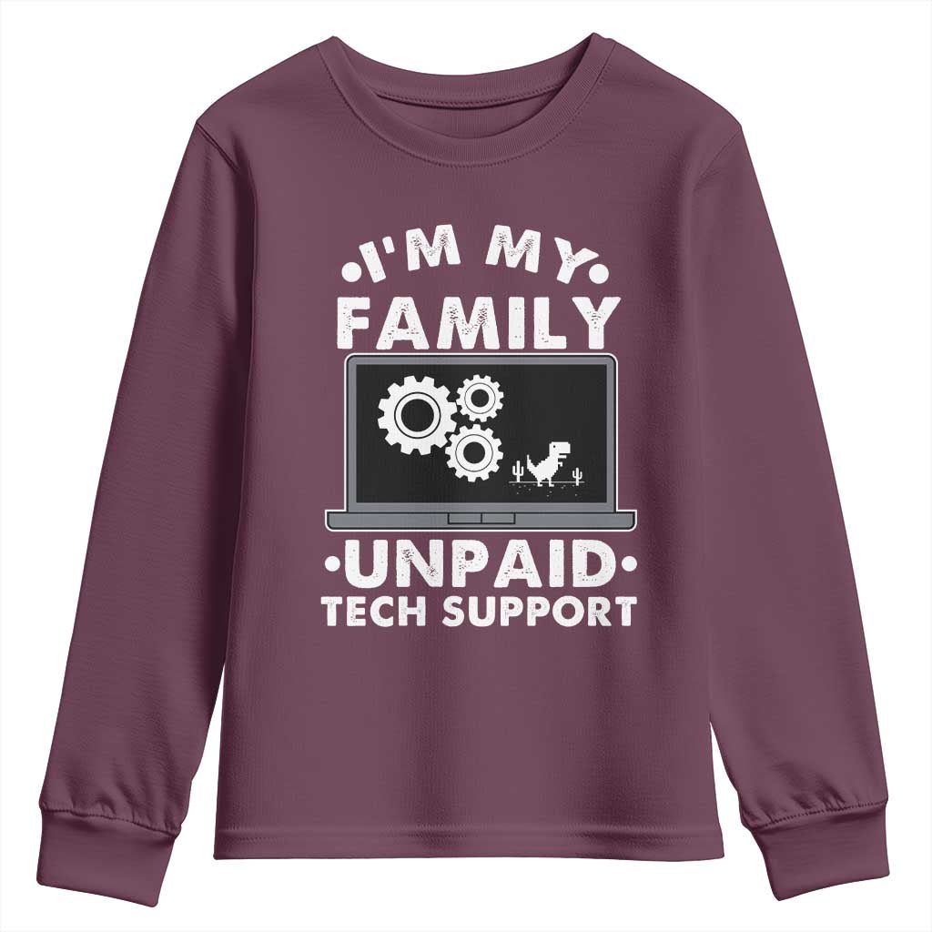I Am My Familys Unpaid Tech Support Youth Sweatshirt Funny Computer IT Nerd Humor - Wonder Print Shop