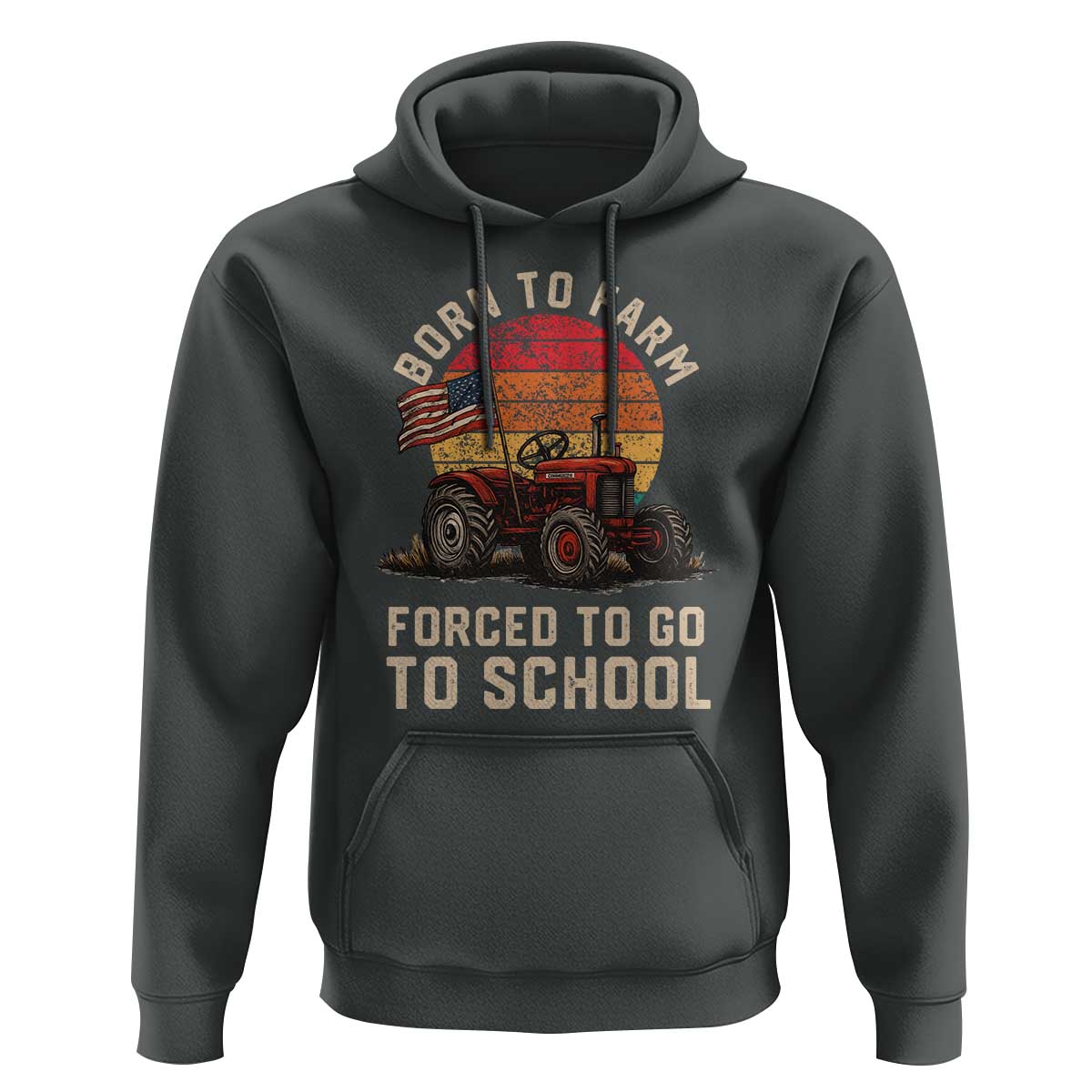 Funny Farmer Tractor Hoodie Born To Farmer Forced To Go To School - Wonder Print Shop