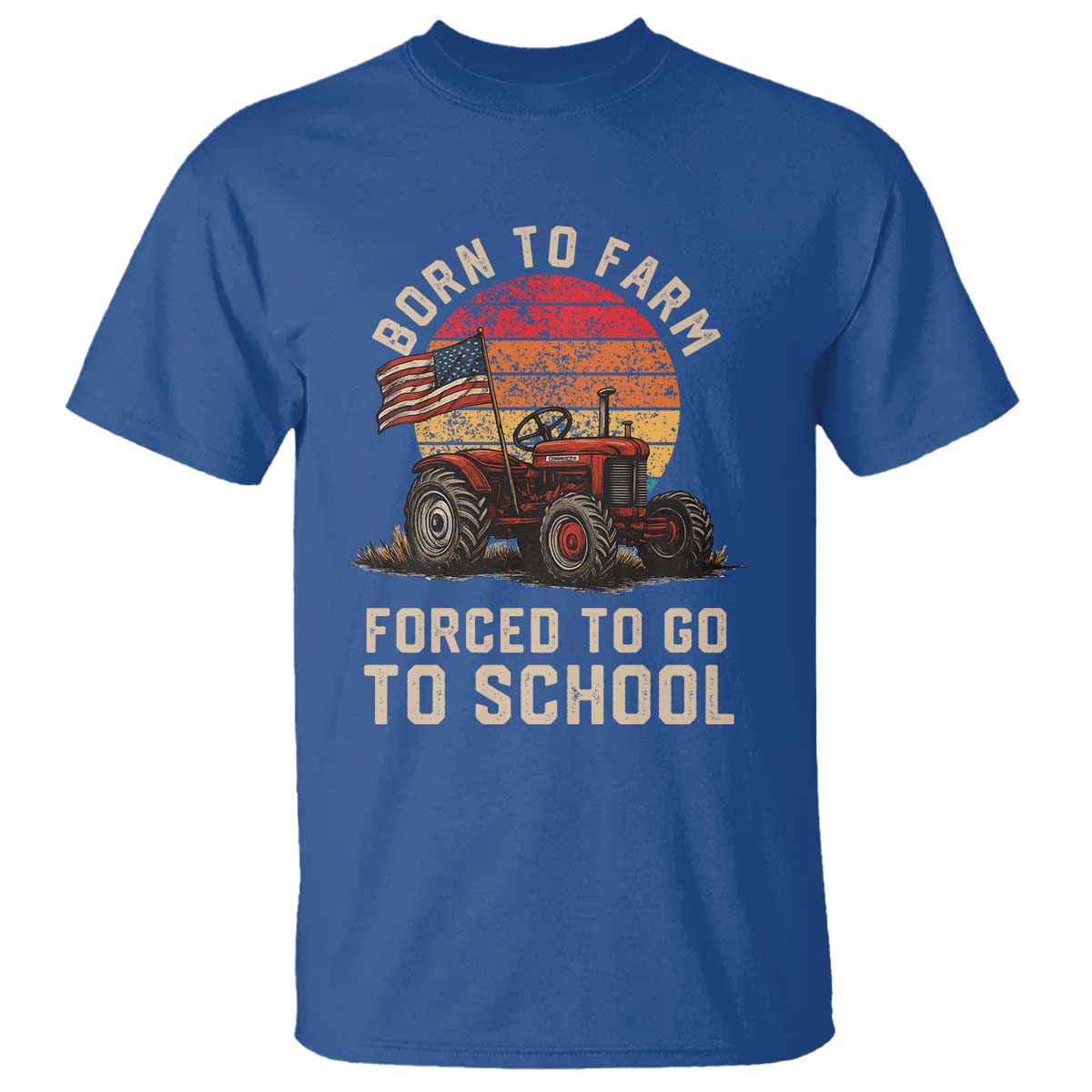 Funny Farmer Tractor T Shirt Born To Farmer Forced To Go To School - Wonder Print Shop