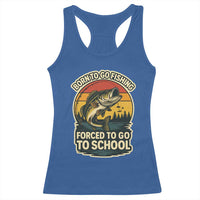 Funny Bass Fish Fisherman Racerback Tank Top Born To Go Fishing Forced School - Wonder Print Shop