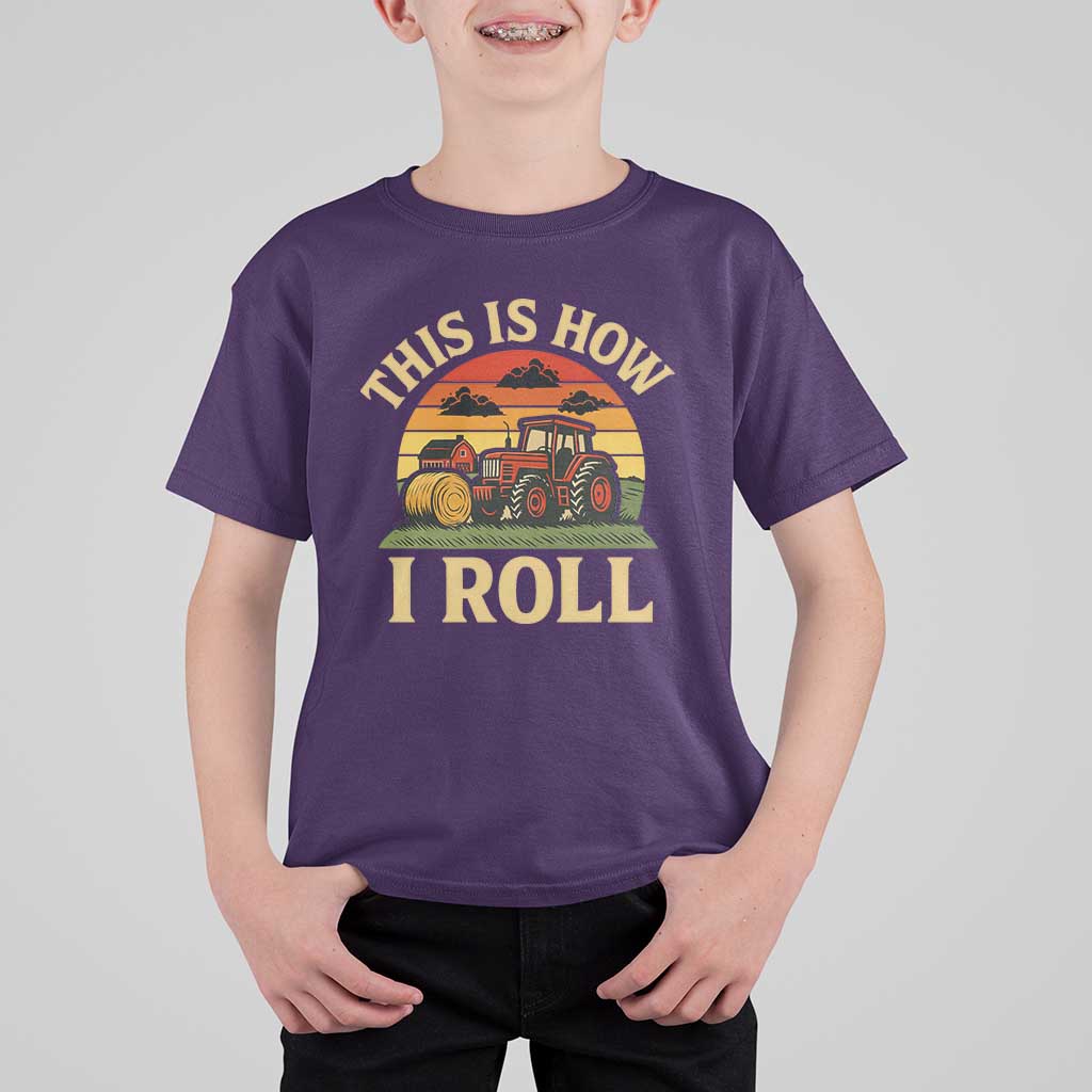 Funny Farming Tractor T Shirt For Kid This Is How I Roll Farmer - Wonder Print Shop