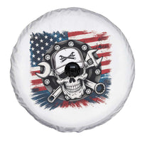 American Flag Skull Mechanic Spare Tire Cover Labor Day Patriotic USA - Wonder Print Shop