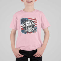American Flag Skull Mechanic T Shirt For Kid Labor Day Patriotic USA - Wonder Print Shop
