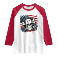 American Flag Skull Mechanic Raglan Shirt Labor Day Patriotic USA - Wonder Print Shop
