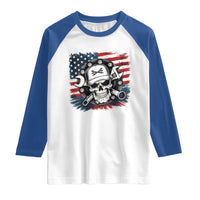 American Flag Skull Mechanic Raglan Shirt Labor Day Patriotic USA - Wonder Print Shop