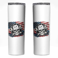 American Flag Skull Mechanic Skinny Tumbler Labor Day Patriotic USA