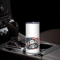 American Flag Skull Mechanic Skinny Tumbler Labor Day Patriotic USA