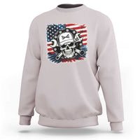 American Flag Skull Mechanic Sweatshirt Labor Day Patriotic USA - Wonder Print Shop