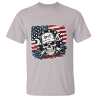American Flag Skull Mechanic T Shirt Labor Day Patriotic USA - Wonder Print Shop