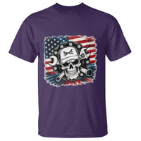 American Flag Skull Mechanic T Shirt Labor Day Patriotic USA - Wonder Print Shop
