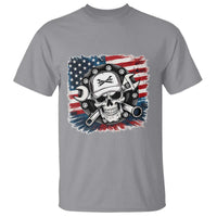 American Flag Skull Mechanic T Shirt Labor Day Patriotic USA - Wonder Print Shop
