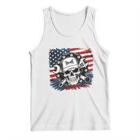 American Flag Skull Mechanic Tank Top Labor Day Patriotic USA - Wonder Print Shop
