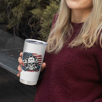 American Flag Skull Mechanic Tumbler Cup Labor Day Patriotic USA