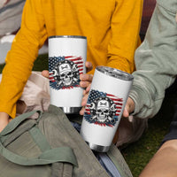 American Flag Skull Mechanic Tumbler Cup Labor Day Patriotic USA