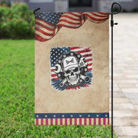 American Flag Skull Mechanic Garden Flag Labor Day Patriotic USA