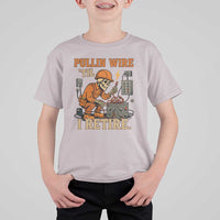 Funny Skeleton Electrician T Shirt For Kid Pullin Wire Til I Retire Labor Day - Wonder Print Shop