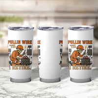 Funny Skeleton Electrician Tumbler Cup Pullin Wire Til I Retire Labor Day
