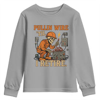 Funny Skeleton Electrician Youth Sweatshirt Pullin Wire Til I Retire Labor Day - Wonder Print Shop