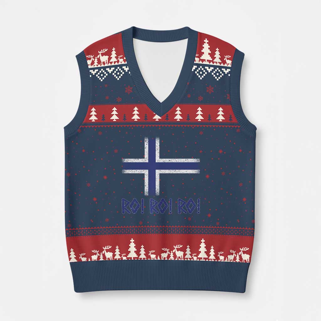 Ro Ro Norge Norway Norwegian Flag V-Neck Knit Sweater Vest