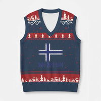 Ro Ro Norge Norway Norwegian Flag V-Neck Knit Sweater Vest