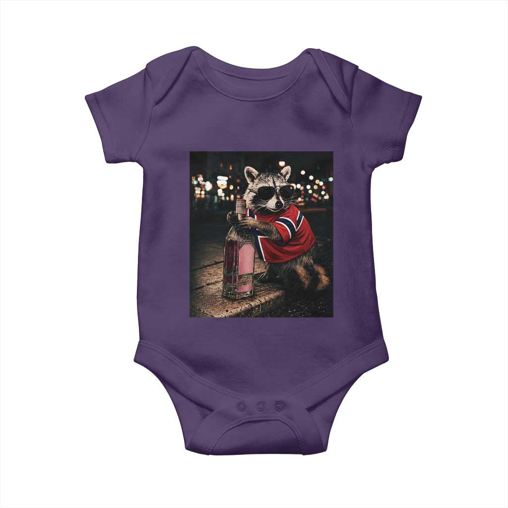 Funny Raccoon Whiskey Sunglasses Norwegian Flag Baby Onesie Viral Trash Panda Football Texas Souvenir Meme
