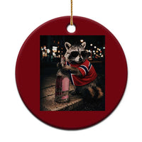 Funny Raccoon Whiskey Sunglasses Norwegian Flag Ceramic Ornament Viral Trash Panda Football Texas Souvenir Meme