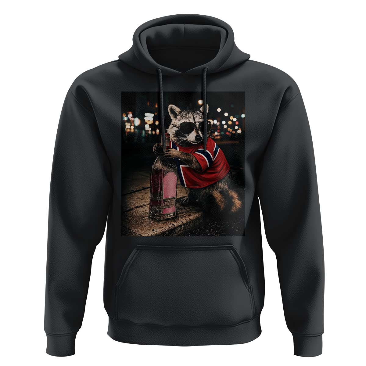 Funny Raccoon Whiskey Sunglasses Norwegian Flag Hoodie Viral Trash Panda Football Texas Souvenir Meme