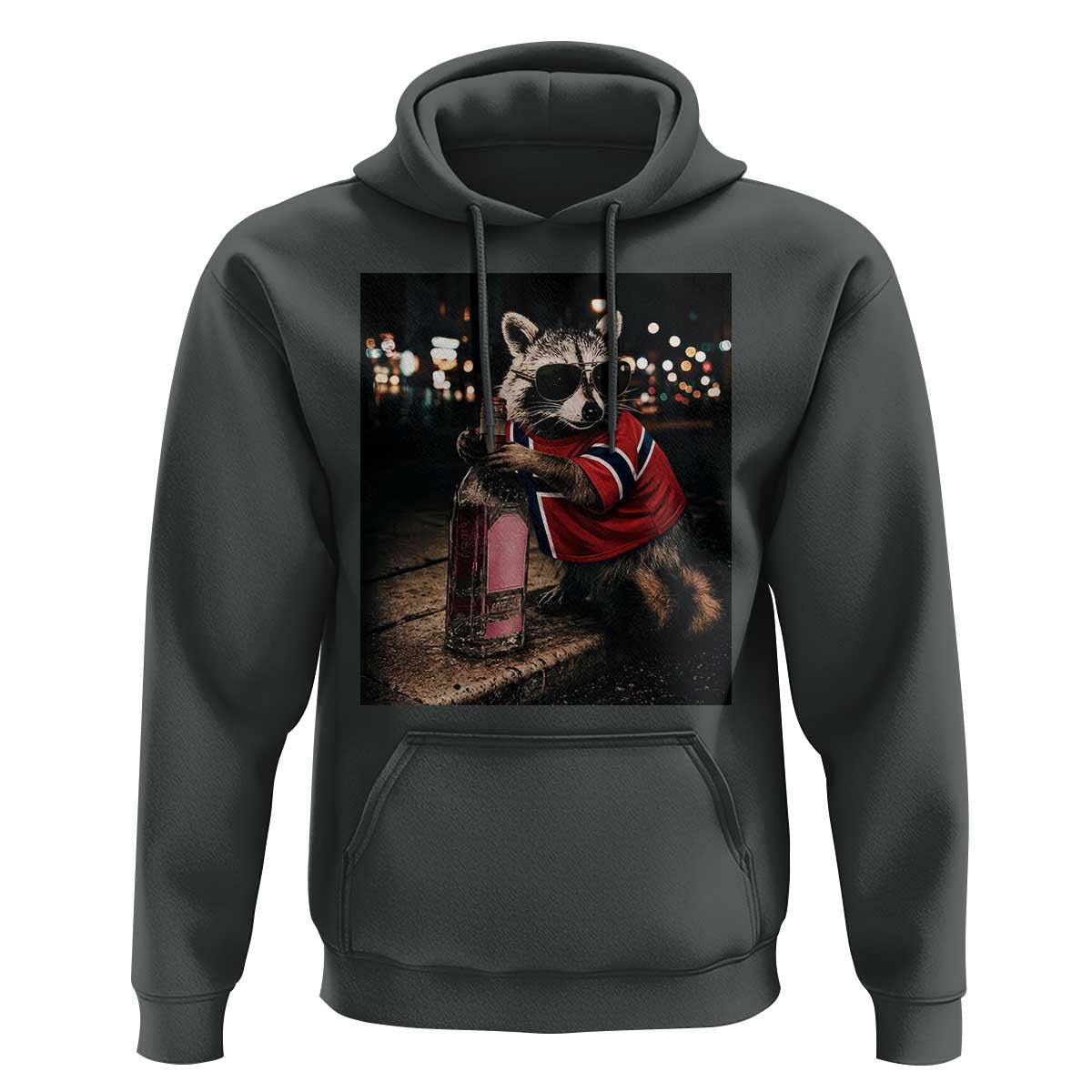 Funny Raccoon Whiskey Sunglasses Norwegian Flag Hoodie Viral Trash Panda Football Texas Souvenir Meme