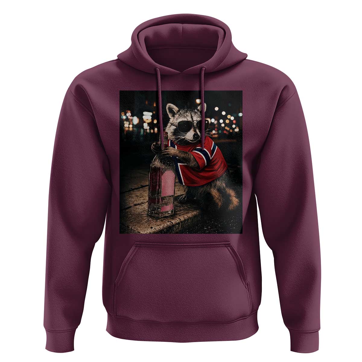 Funny Raccoon Whiskey Sunglasses Norwegian Flag Hoodie Viral Trash Panda Football Texas Souvenir Meme