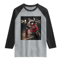 Funny Raccoon Whiskey Sunglasses Norwegian Flag Raglan Shirt Viral Trash Panda Football Texas Souvenir Meme