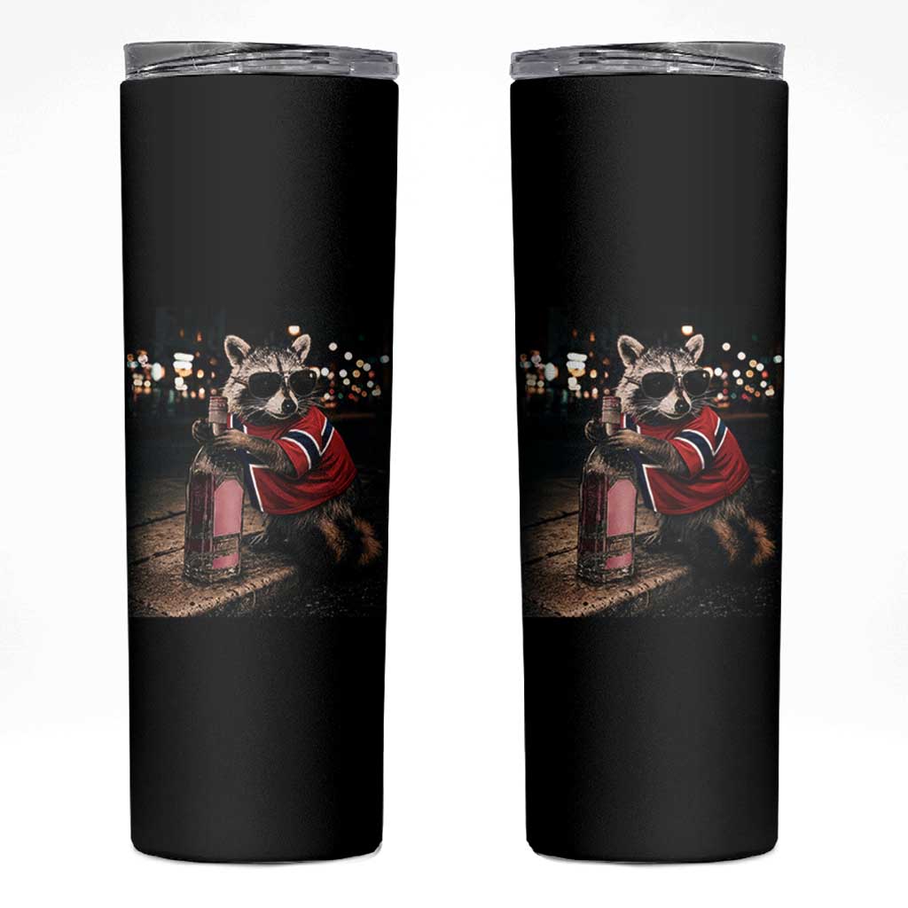 Funny Raccoon Whiskey Sunglasses Norwegian Flag Skinny Tumbler Viral Trash Panda Football Texas Souvenir Meme