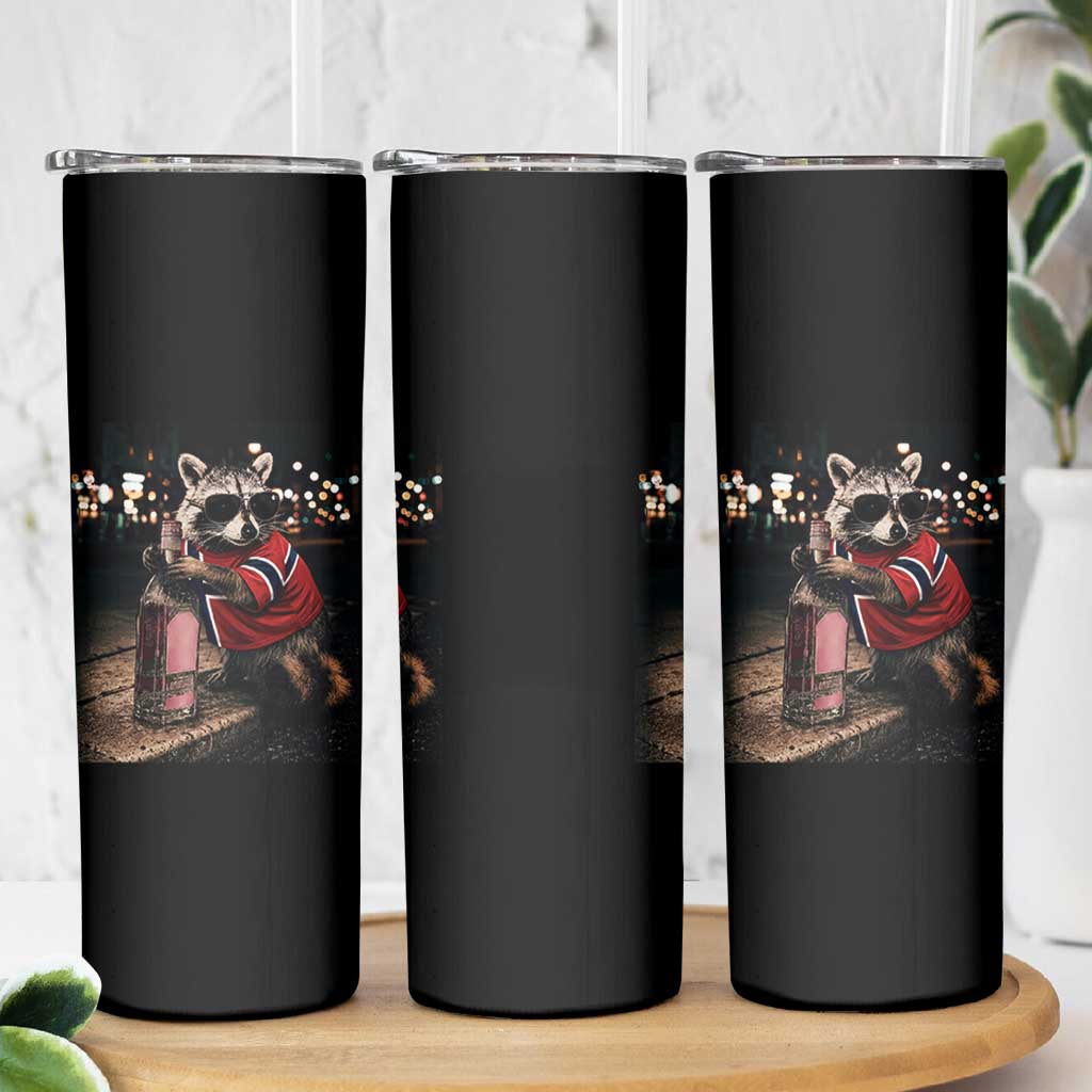 Funny Raccoon Whiskey Sunglasses Norwegian Flag Skinny Tumbler Viral Trash Panda Football Texas Souvenir Meme