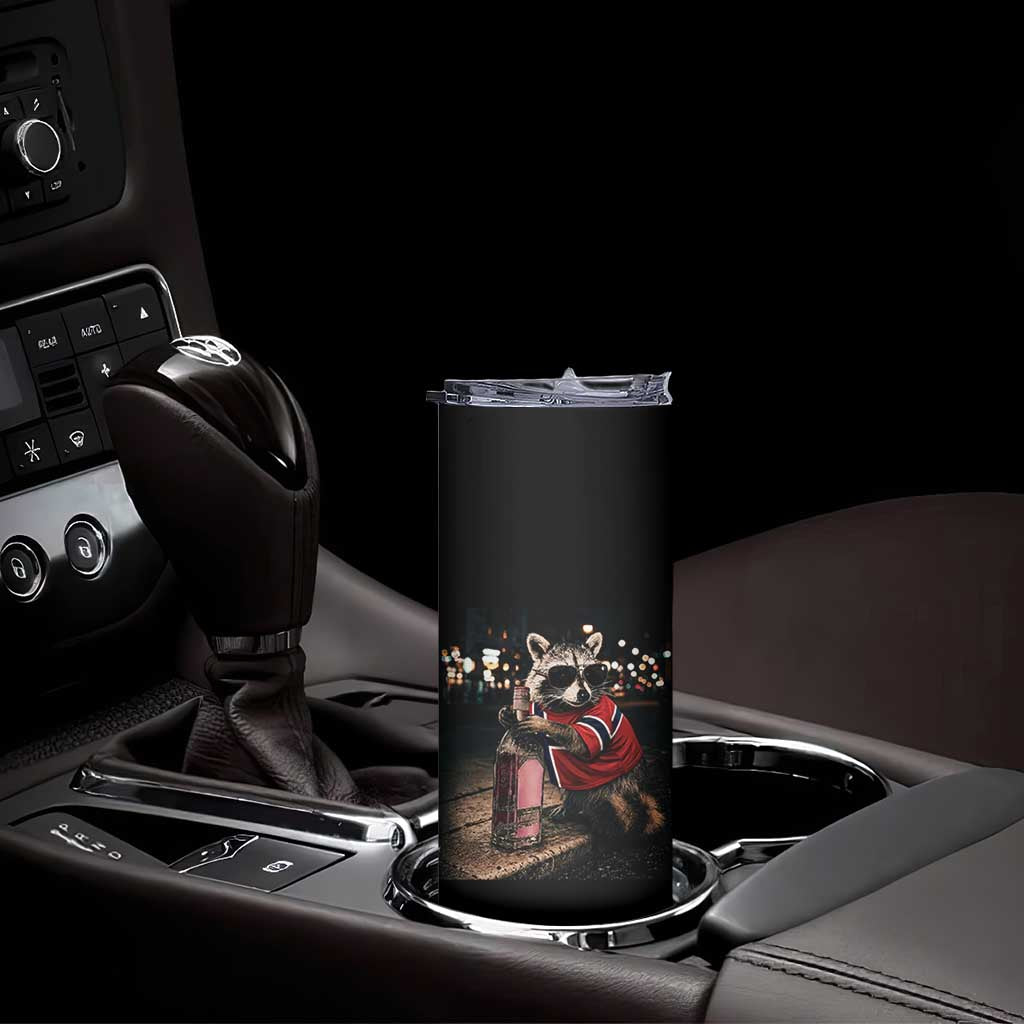 Funny Raccoon Whiskey Sunglasses Norwegian Flag Skinny Tumbler Viral Trash Panda Football Texas Souvenir Meme