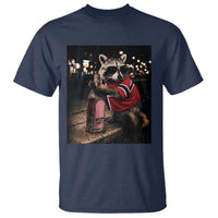 Funny Raccoon Whiskey Sunglasses Norwegian Flag T Shirt Viral Trash Panda Football Texas Souvenir Meme