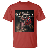 Funny Raccoon Whiskey Sunglasses Norwegian Flag T Shirt Viral Trash Panda Football Texas Souvenir Meme
