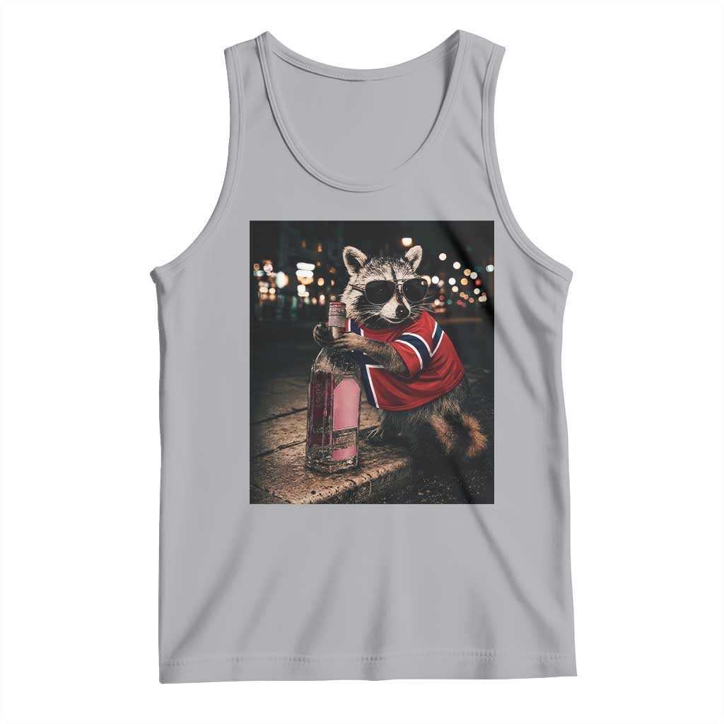Funny Raccoon Whiskey Sunglasses Norwegian Flag Tank Top Viral Trash Panda Football Texas Souvenir Meme