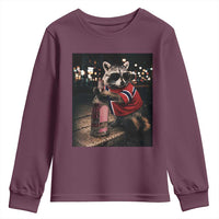Funny Raccoon Whiskey Sunglasses Norwegian Flag Youth Sweatshirt Viral Trash Panda Football Texas Souvenir Meme