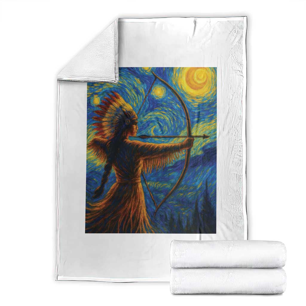 Native American Indian Women Throw Blanket Starry Night Indigenous Pride - Wonder Print Shop