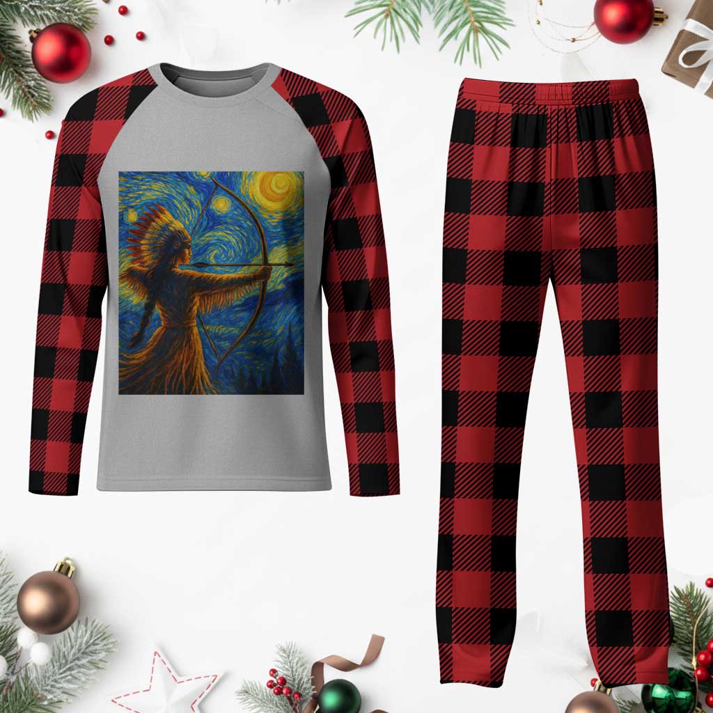 Native American Indian Women Plaid Pajama Set Starry Night Indigenous Pride - Wonder Print Shop