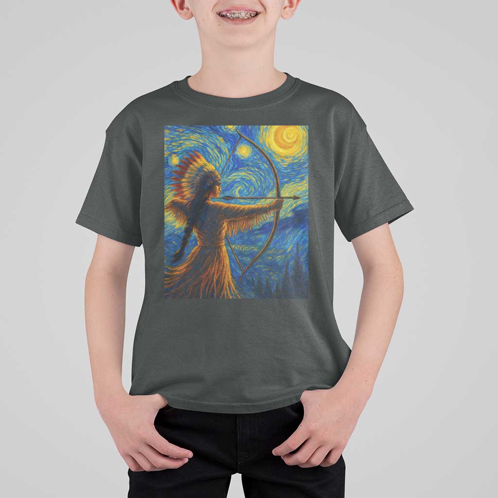 Native American Indian Women T Shirt For Kid Starry Night Indigenous Pride - Wonder Print Shop