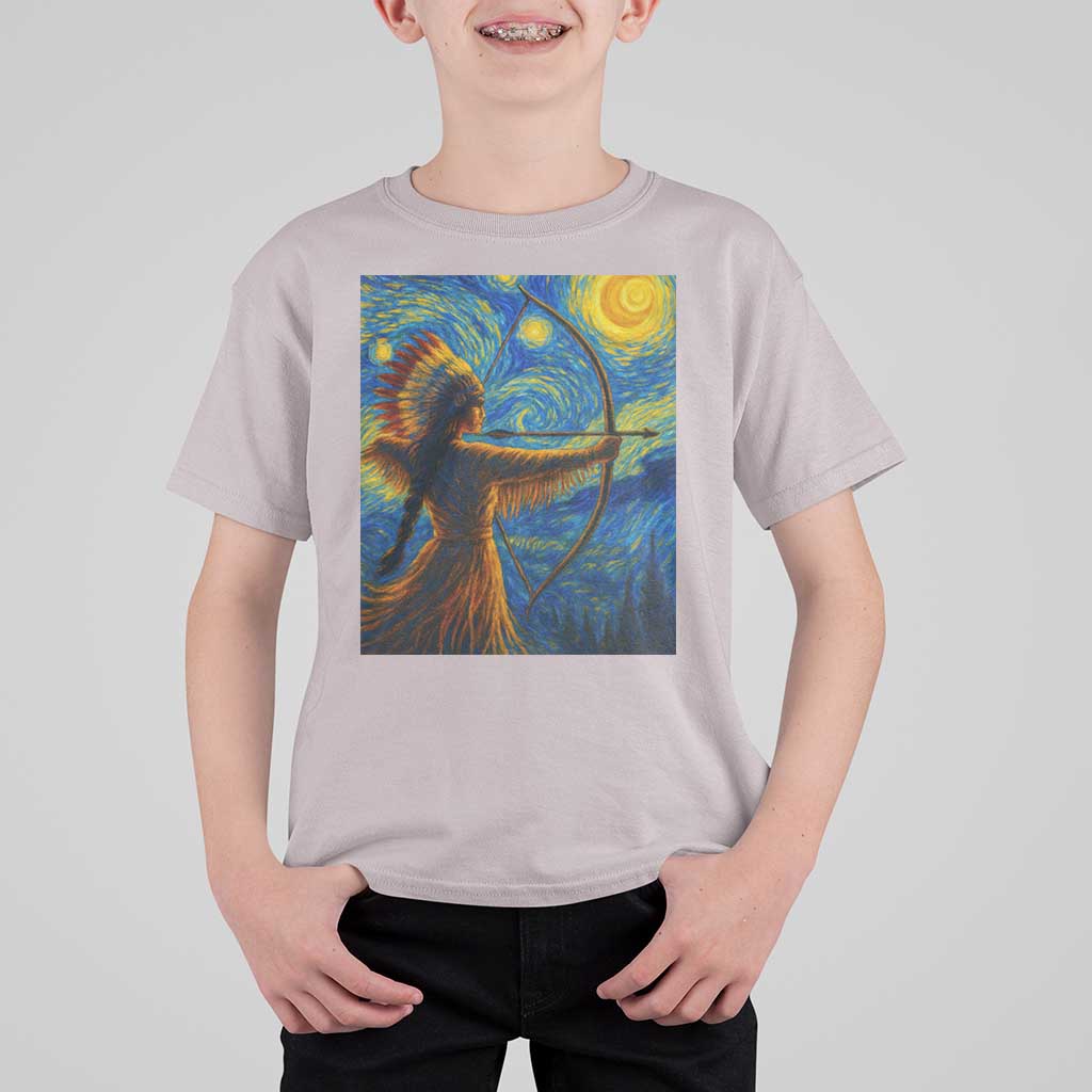 Native American Indian Women T Shirt For Kid Starry Night Indigenous Pride - Wonder Print Shop