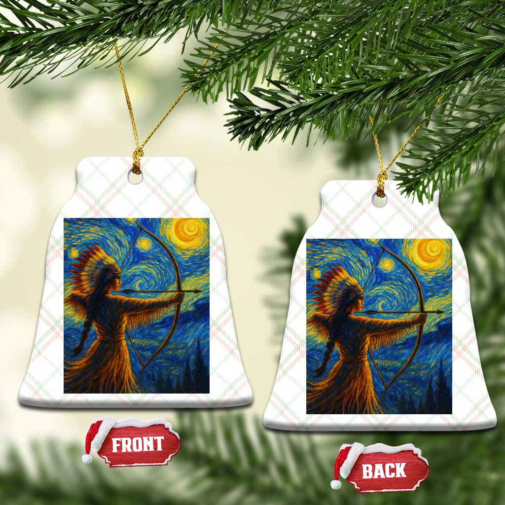 Native American Indian Women Ceramic Ornament Starry Night Indigenous Pride - Wonder Print Shop