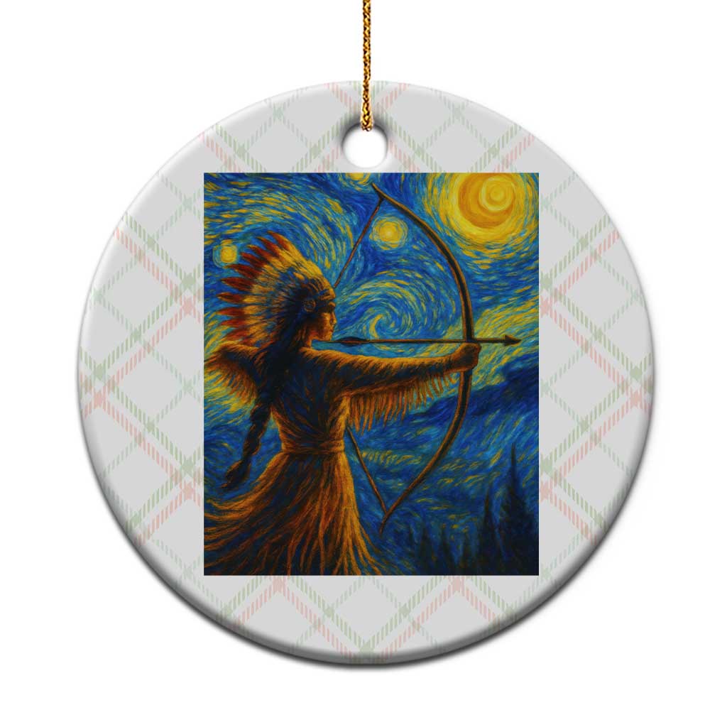 Native American Indian Women Ceramic Ornament Starry Night Indigenous Pride - Wonder Print Shop