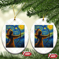 Native American Indian Women Ceramic Ornament Starry Night Indigenous Pride - Wonder Print Shop