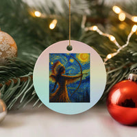 Native American Indian Women Ceramic Ornament Starry Night Indigenous Pride - Wonder Print Shop