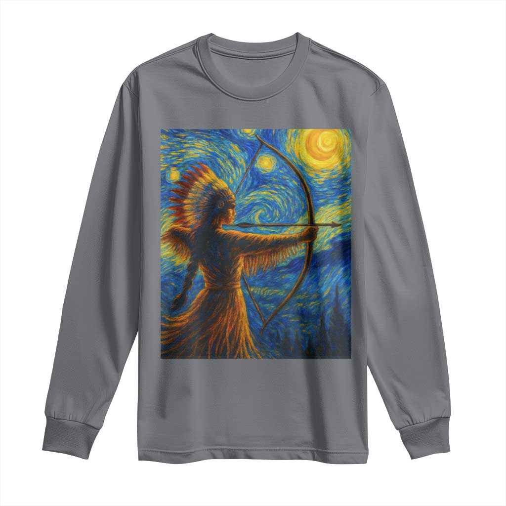 Native American Indian Women Long Sleeve Shirt Starry Night Indigenous Pride - Wonder Print Shop