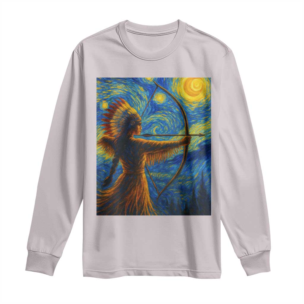 Native American Indian Women Long Sleeve Shirt Starry Night Indigenous Pride - Wonder Print Shop