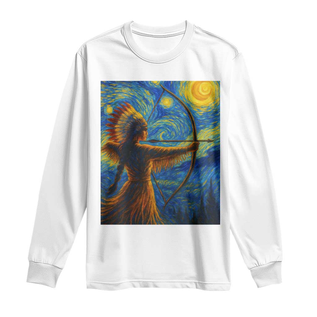 Native American Indian Women Long Sleeve Shirt Starry Night Indigenous Pride - Wonder Print Shop